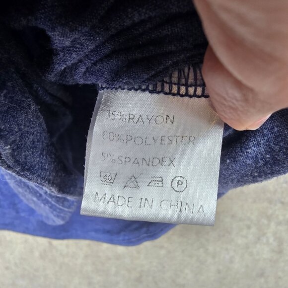 Temofon Womens Long Sleeve Lightweight Top Heathered Blue Crew Neck Rayon Blend - Picture 4 of 6